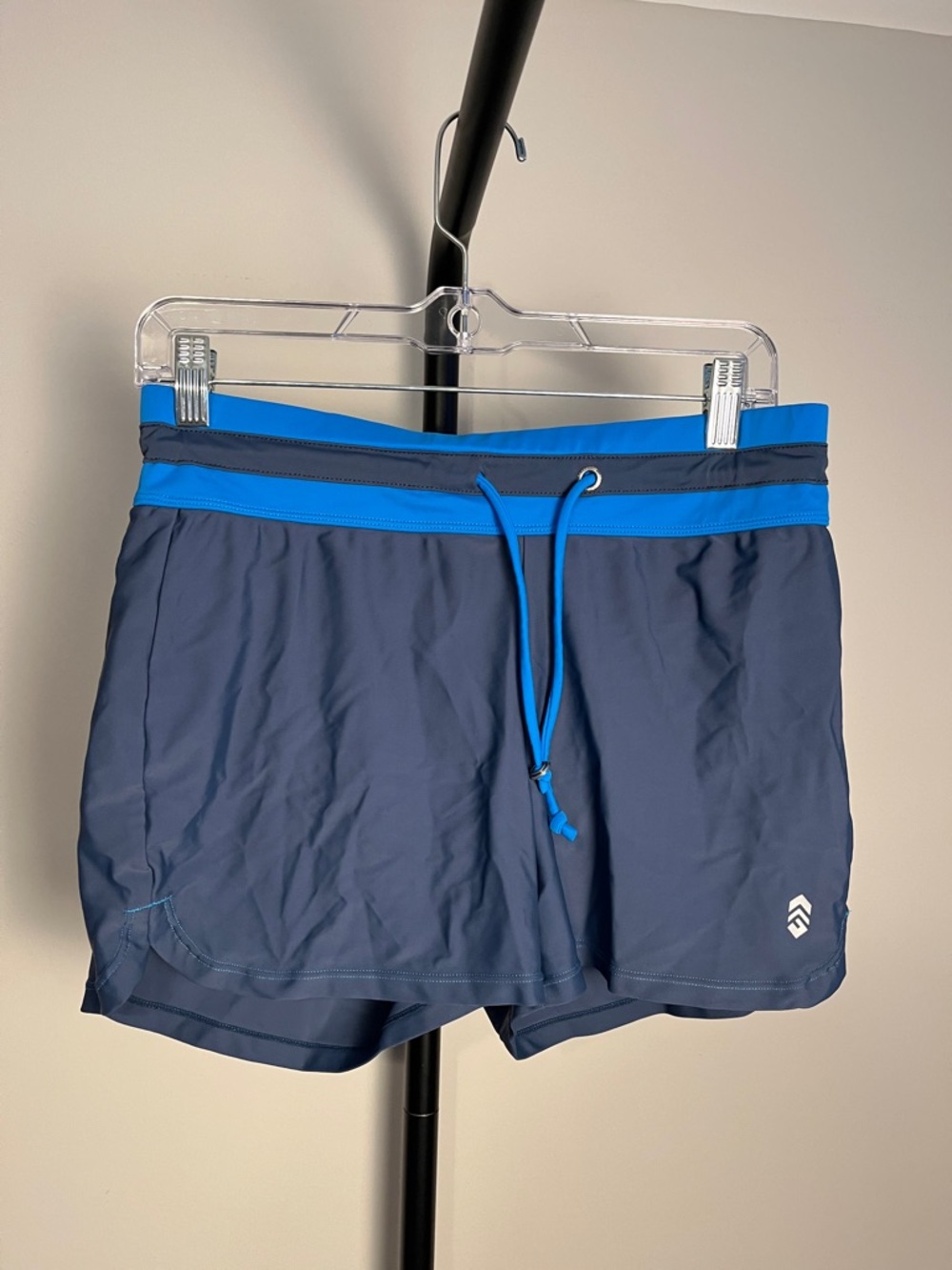 Free Country Slate Gray Azure Lined Blue Athletic Swim Shorts Medium